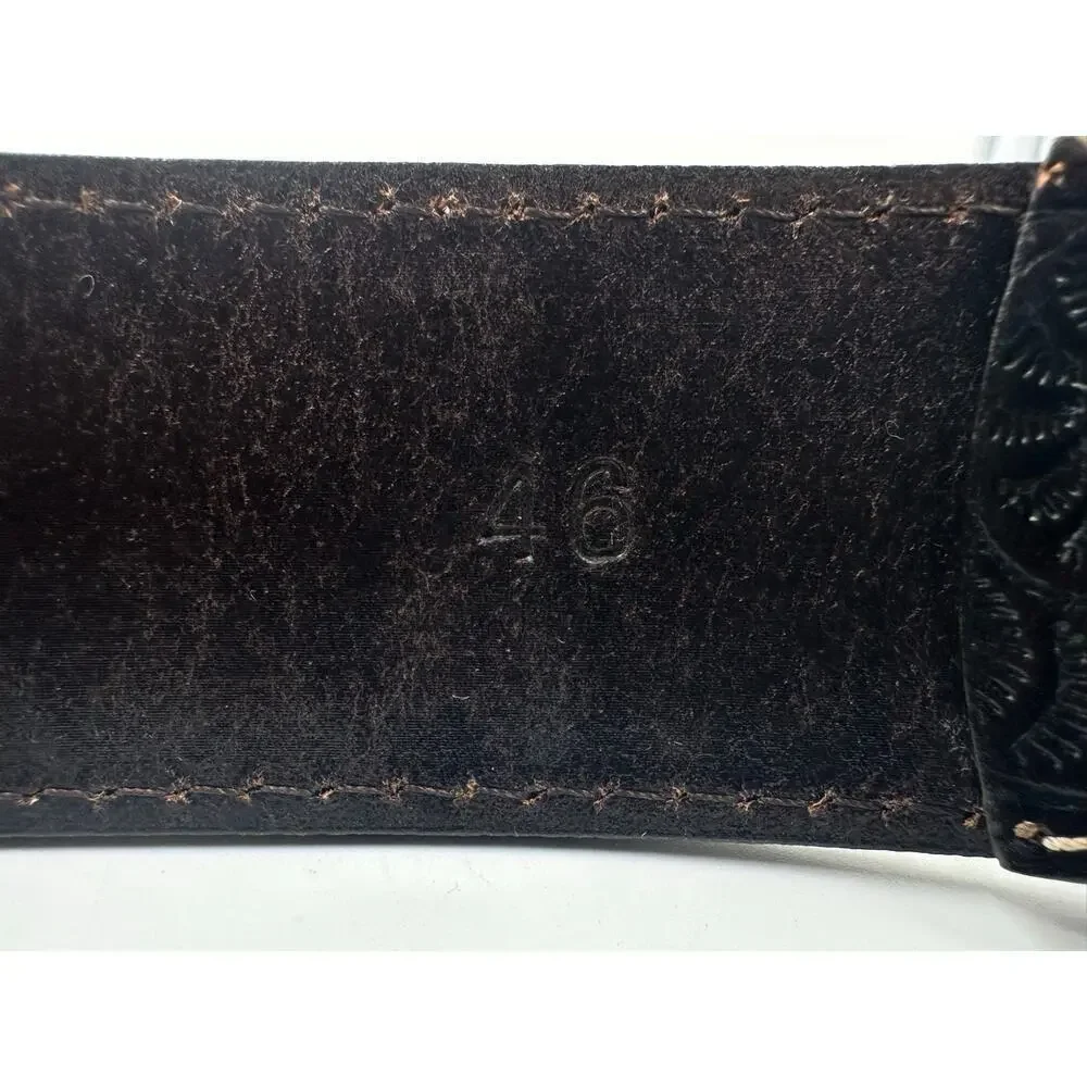 BS118 Genuine Full Grain Western Floral Engraved Tooled Leather Belt Strap Sz 46
